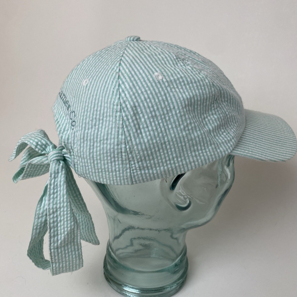 Lauren James Bow Hat Womens One Size Preppy Southern Seersucker Cap tie back LJ - Picture 7 of 11